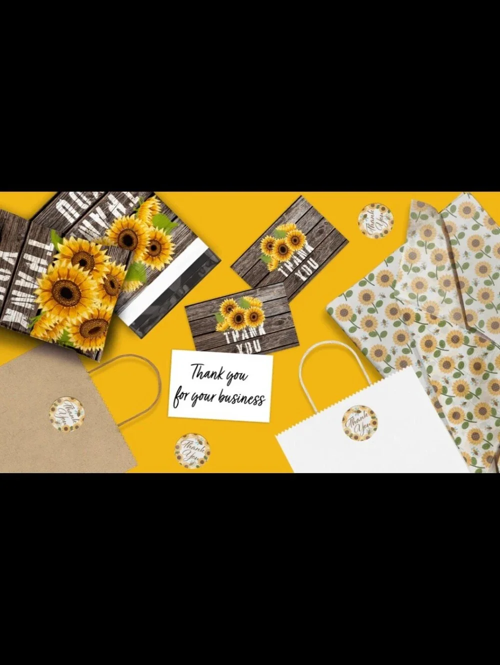 25ct. 4x6 Rustic Sunflower 'Thank You' Cards 3 Random Polymailers ✨️PRICE FIRM✨️